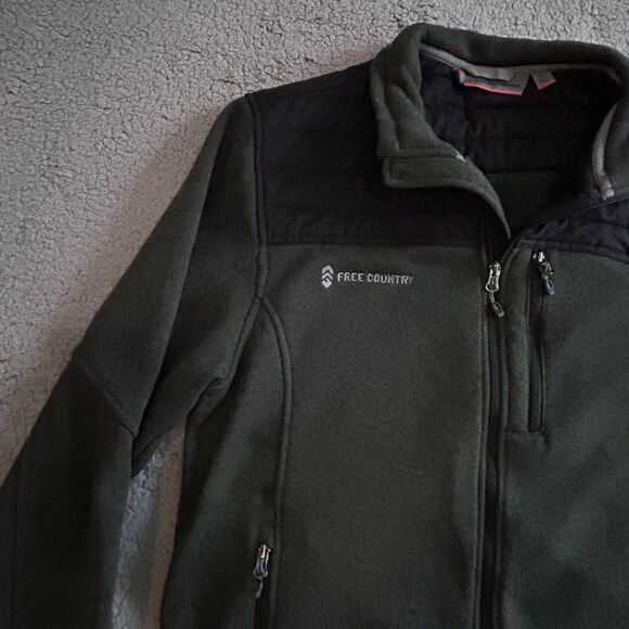 Free Country Men’s Size XL Fleece Jacket Full Zip Green Dadcore Outdoorwear - Picture 4 of 14